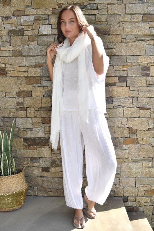 Cyril Crinkle Balloon Pant White